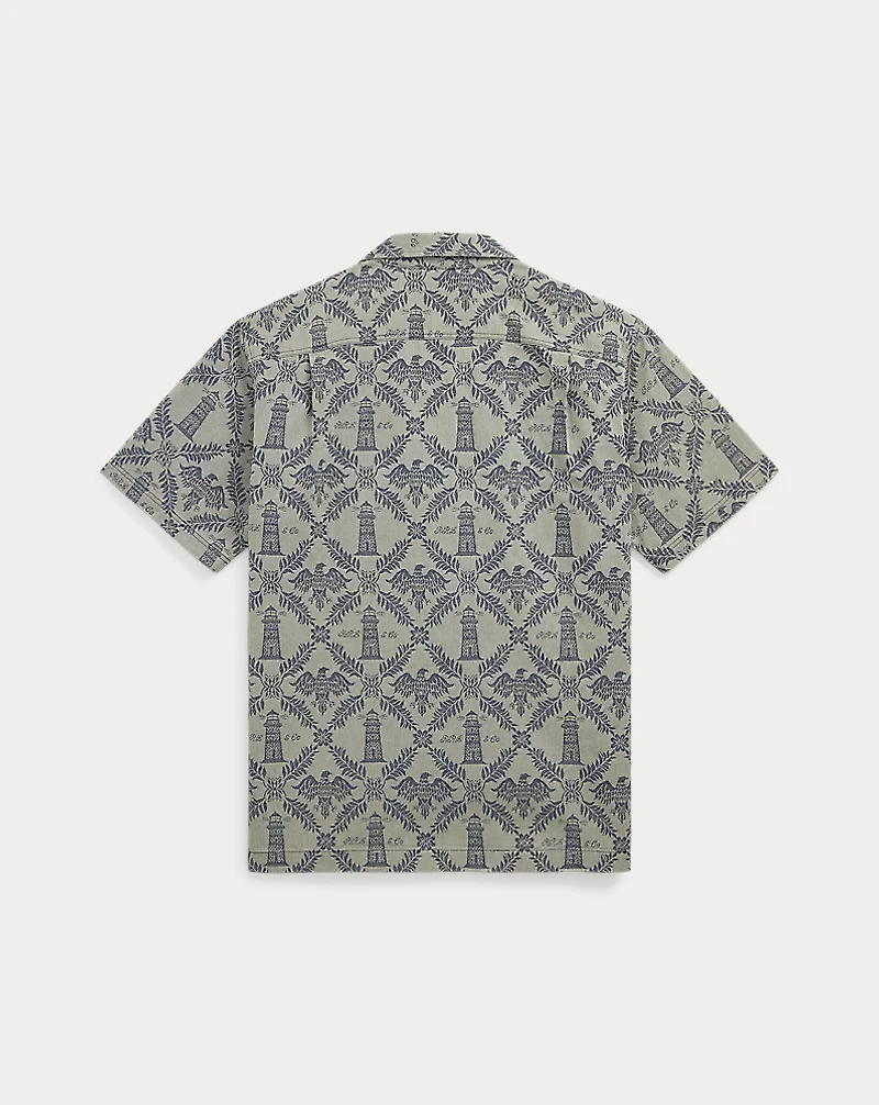 Indigo Jacquard Denim Camp Shirt