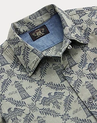 Indigo Jacquard Denim Camp Shirt