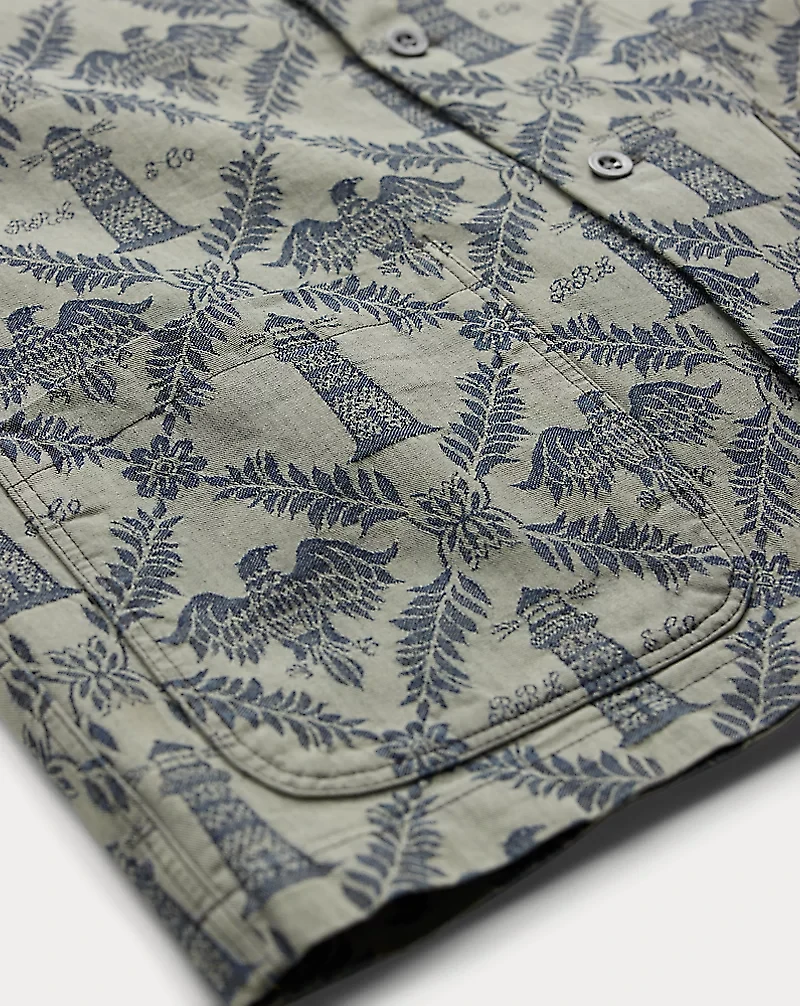 Indigo Jacquard Denim Camp Shirt