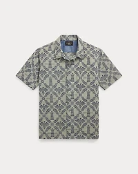 Indigo Jacquard Denim Camp Shirt