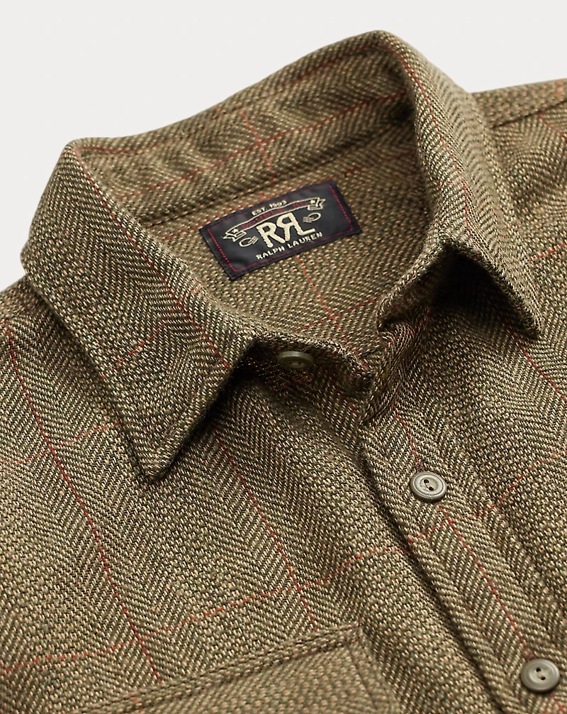 Suede-Patch Herringbone Workshirt