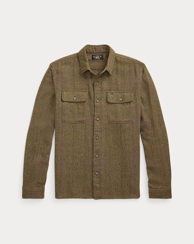 Suede-Patch Herringbone Workshirt
