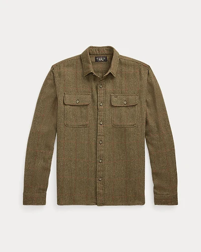Suede-Patch Herringbone Workshirt