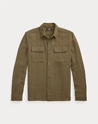 Suede-Patch Herringbone Workshirt