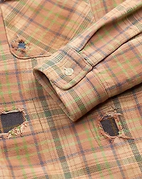 Repaired Plaid Twill Camp Shirt