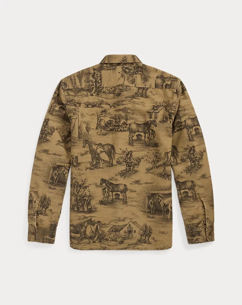 Equestrian-Print Moleskin Workshirt