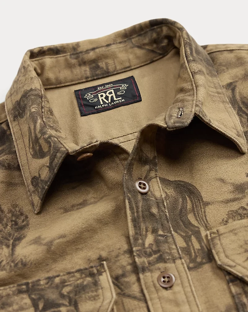 Equestrian-Print Moleskin Workshirt
