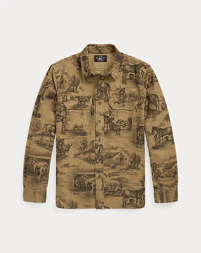 Equestrian-Print Moleskin Workshirt