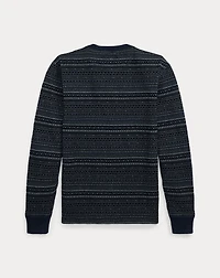 Indigo Jacquard Henley Shirt