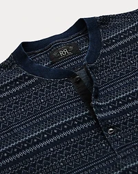 Indigo Jacquard Henley Shirt