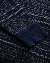 Indigo Jacquard Henley Shirt