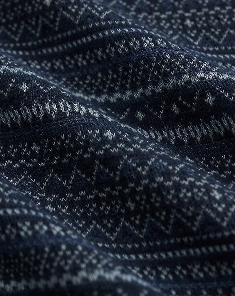 Indigo Jacquard Henley Shirt