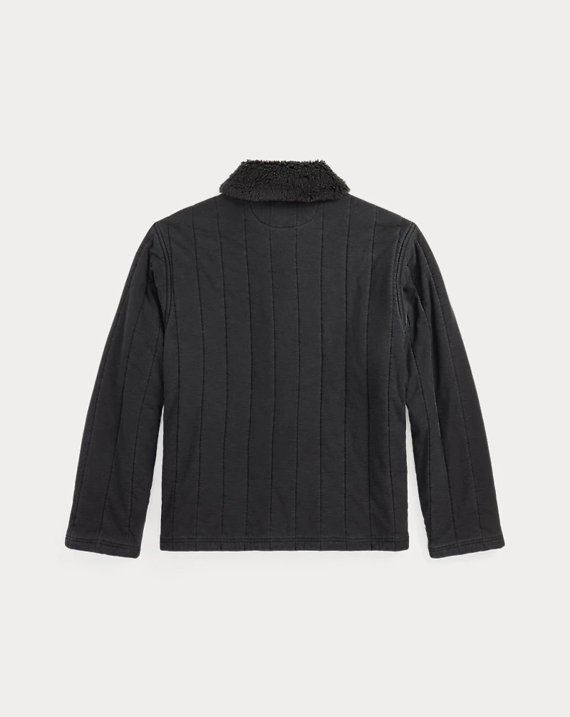 Fleece-Collar Quilted Jersey Jacket