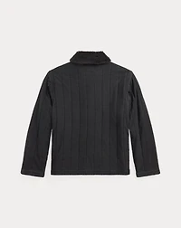 Fleece-Collar Quilted Jersey Jacket