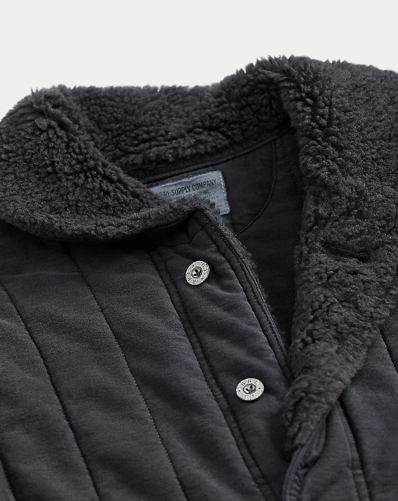 Fleece-Collar Quilted Jersey Jacket
