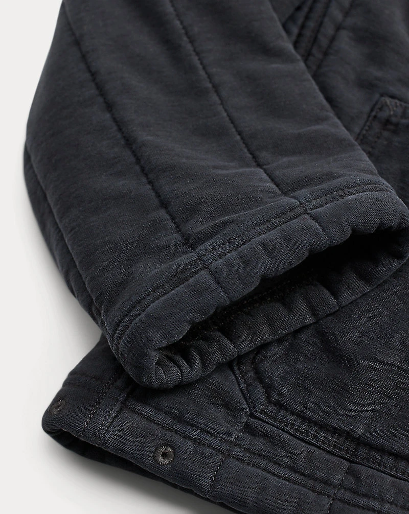 Fleece-Collar Quilted Jersey Jacket