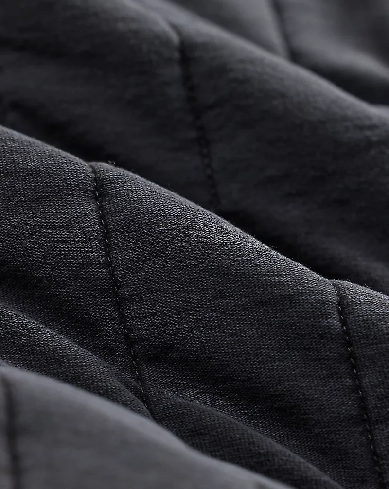 Fleece-Collar Quilted Jersey Jacket