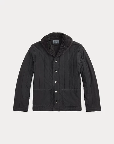 Fleece-Collar Quilted Jersey Jacket