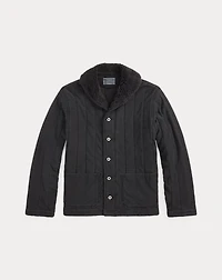 Fleece-Collar Quilted Jersey Jacket