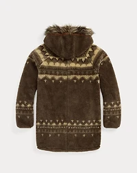 Faux-Fur-Trim Fleece Jacket