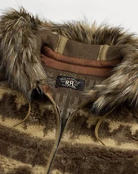 Faux-Fur-Trim Fleece Jacket