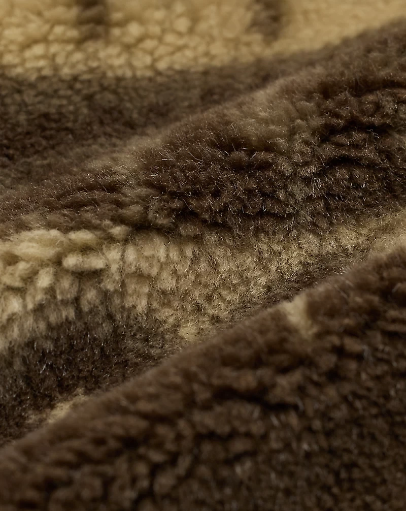 Faux-Fur-Trim Fleece Jacket