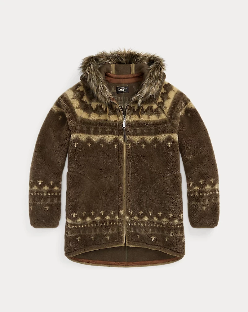 Faux-Fur-Trim Fleece Jacket