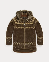 Faux-Fur-Trim Fleece Jacket