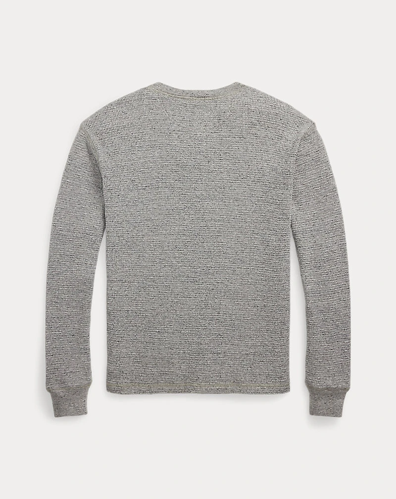 Garment-Dyed Waffle-Knit Henley Shirt