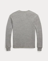 Garment-Dyed Waffle-Knit Henley Shirt
