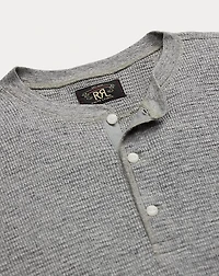Garment-Dyed Waffle-Knit Henley Shirt