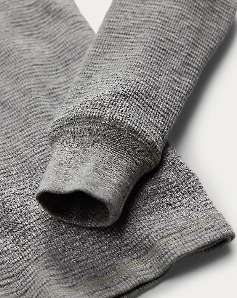 Garment-Dyed Waffle-Knit Henley Shirt