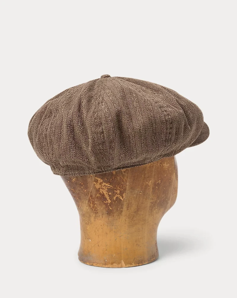 Striped Herringbone Twill Newsboy Cap
