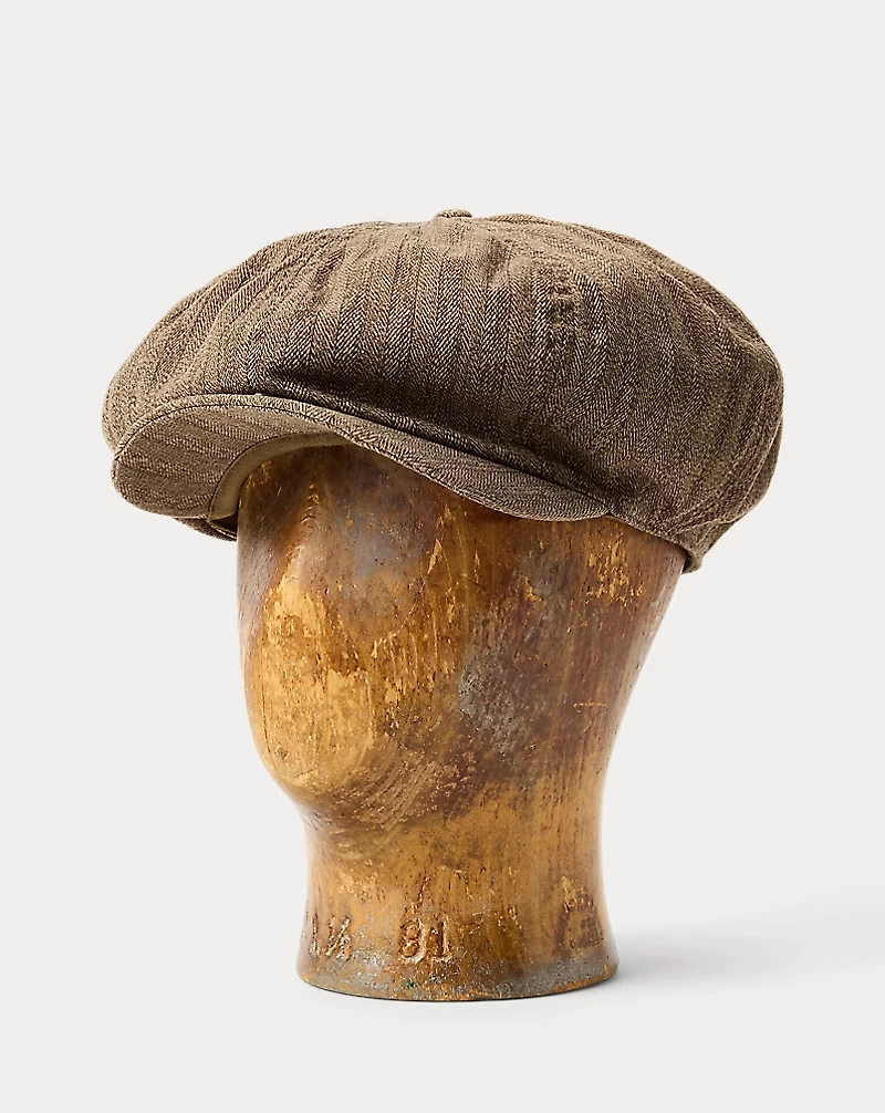 Striped Herringbone Twill Newsboy Cap