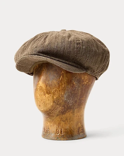 Striped Herringbone Twill Newsboy Cap