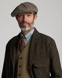 Wool-Cotton Herringbone Newsboy Cap