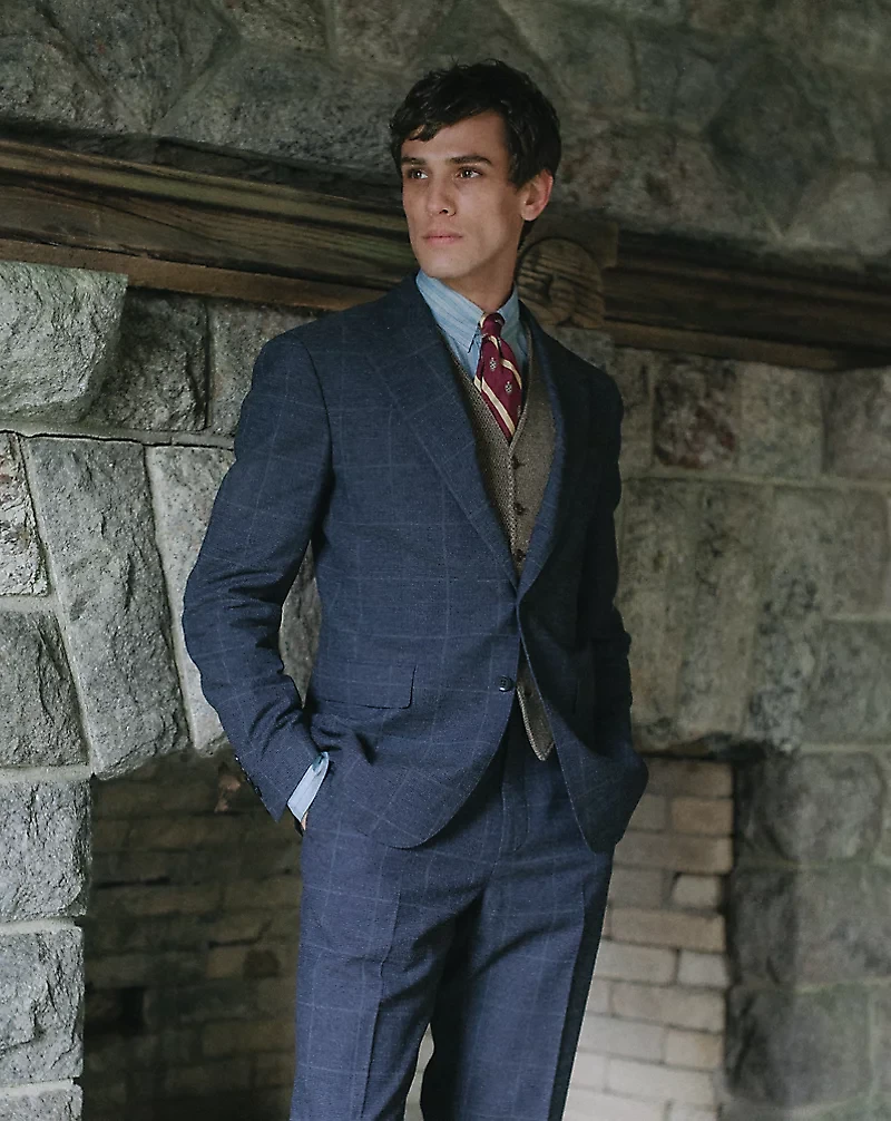 Indigo Checked Suit Jacket