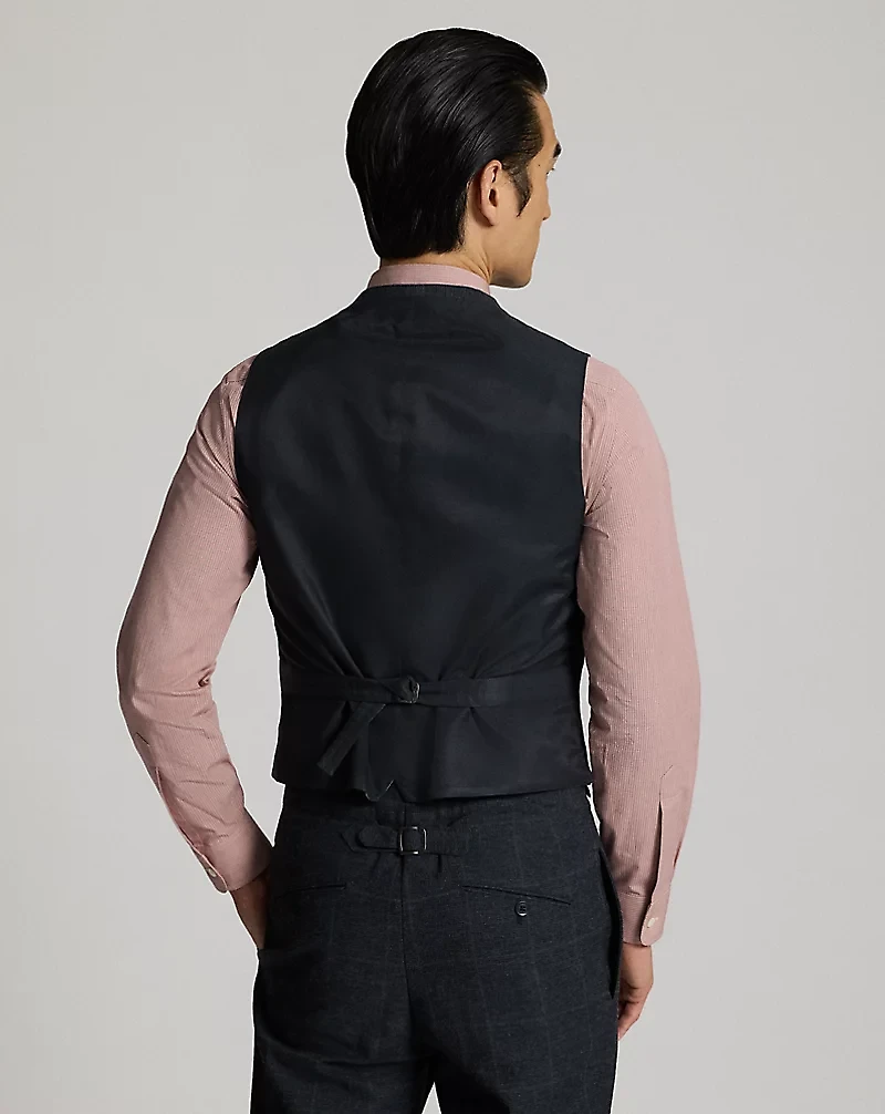 Indigo Checked Herringbone Vest
