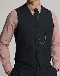 Indigo Checked Herringbone Vest