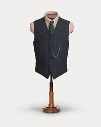 Indigo Checked Herringbone Vest
