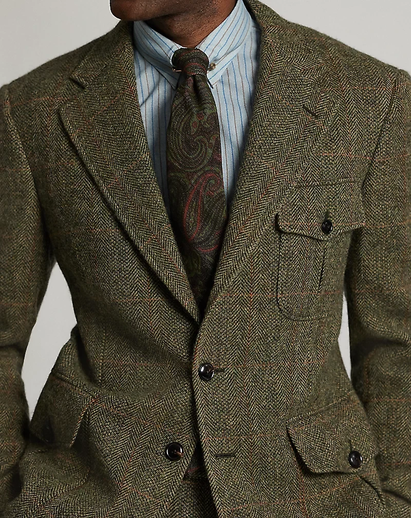 Windowpane Wool Suit Jacket