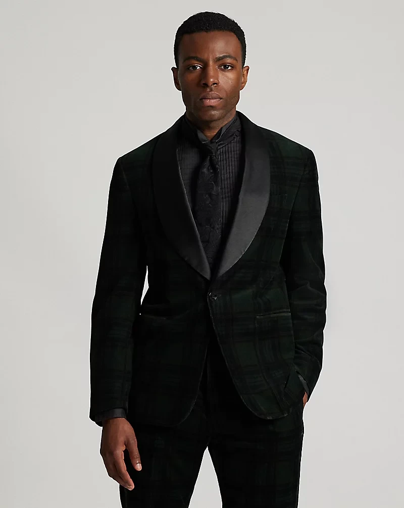 Plaid Corduroy Tuxedo Jacket