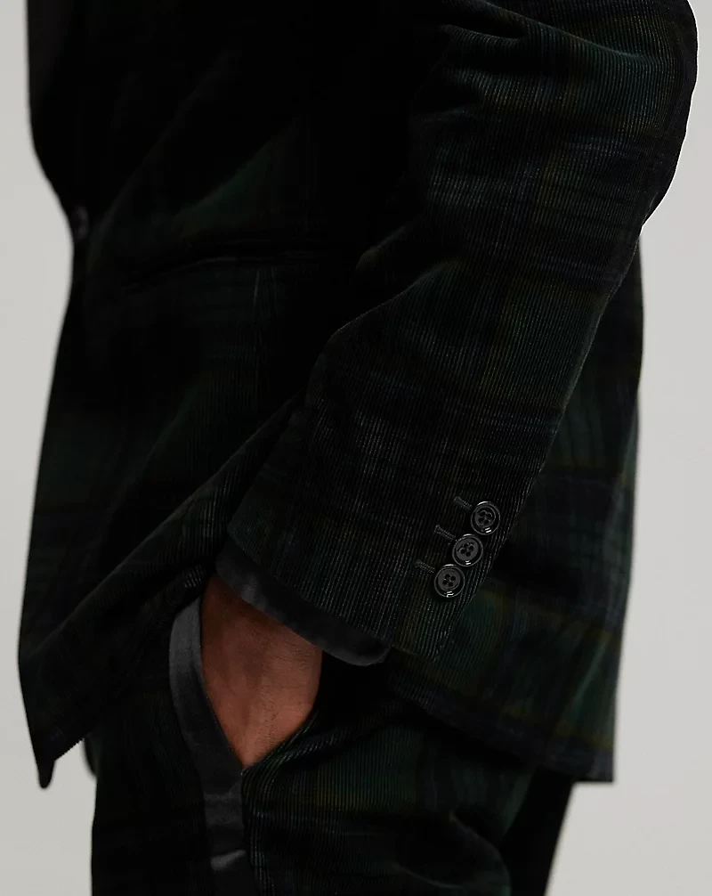 Plaid Corduroy Tuxedo Jacket