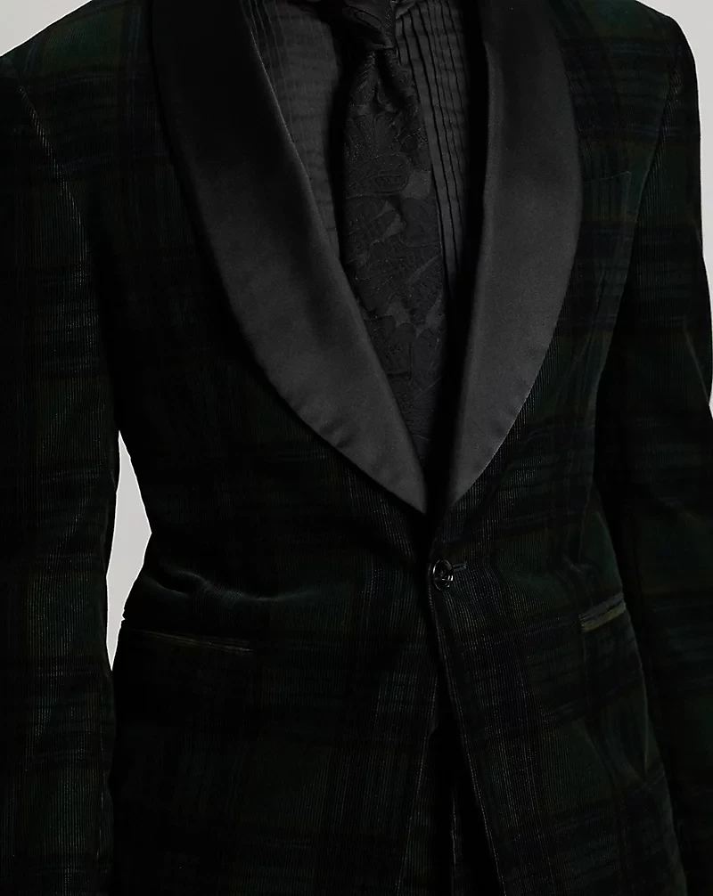 Plaid Corduroy Tuxedo Jacket