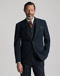 Indigo Striped Herringbone Suit Jacket