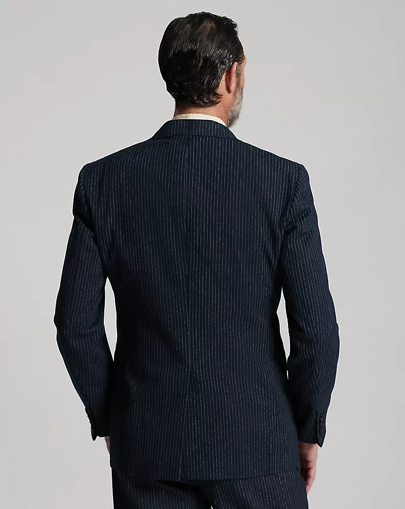 Indigo Striped Herringbone Suit Jacket