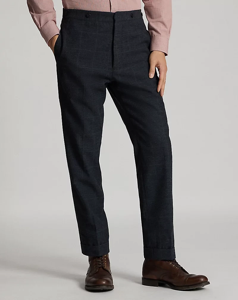 Slim Fit Indigo Checked Suit Trouser