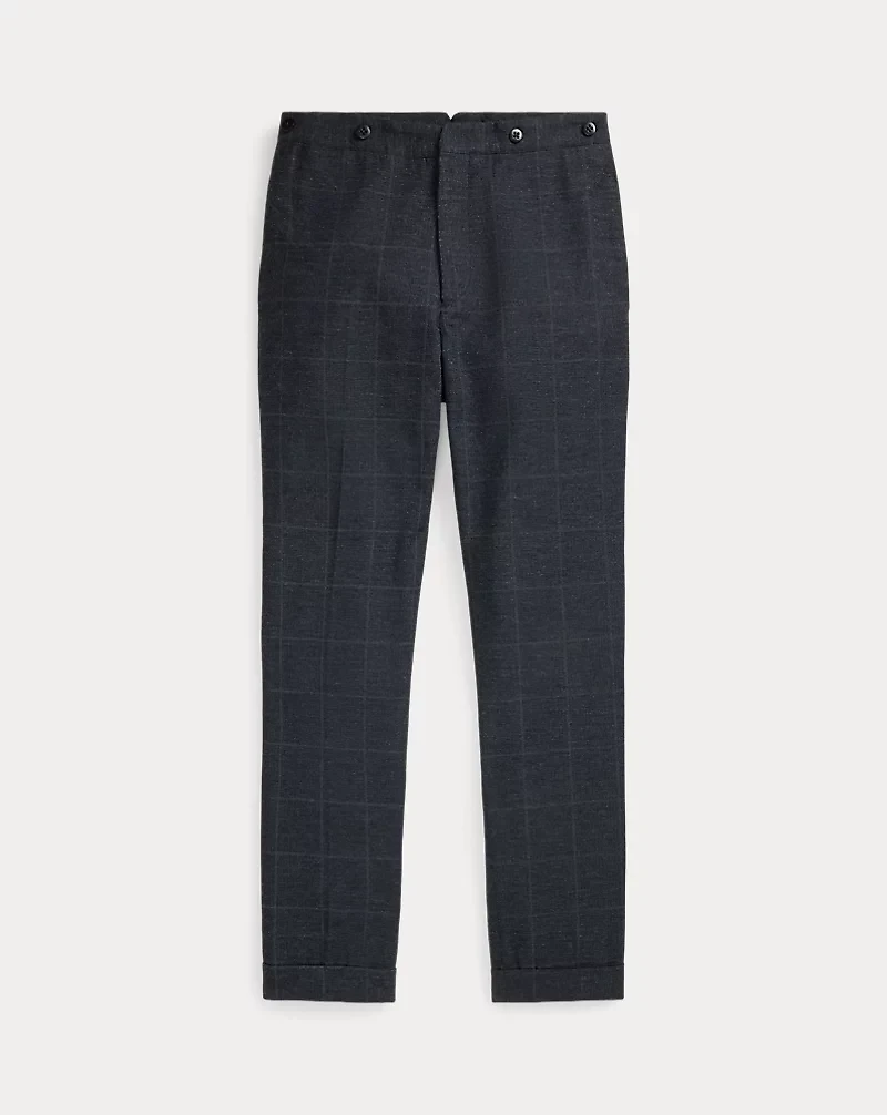 Slim Fit Indigo Checked Suit Trouser
