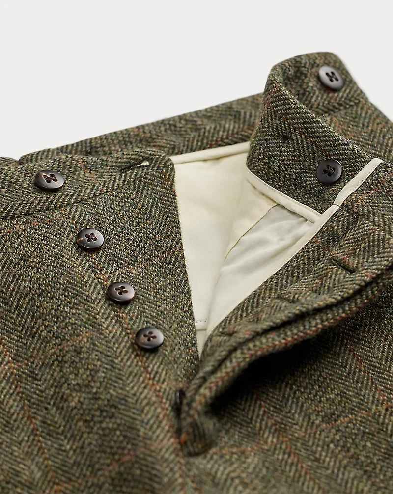 Slim Fit Windowpane Wool Suit Trouser