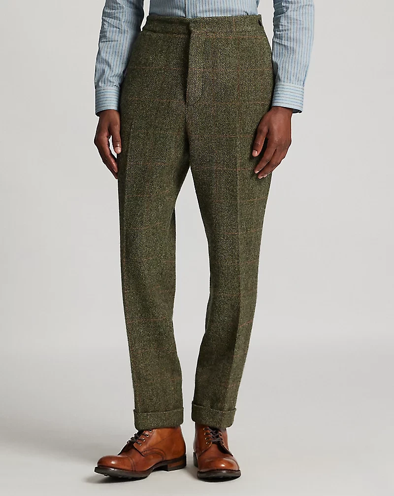 Slim Fit Windowpane Wool Suit Trouser